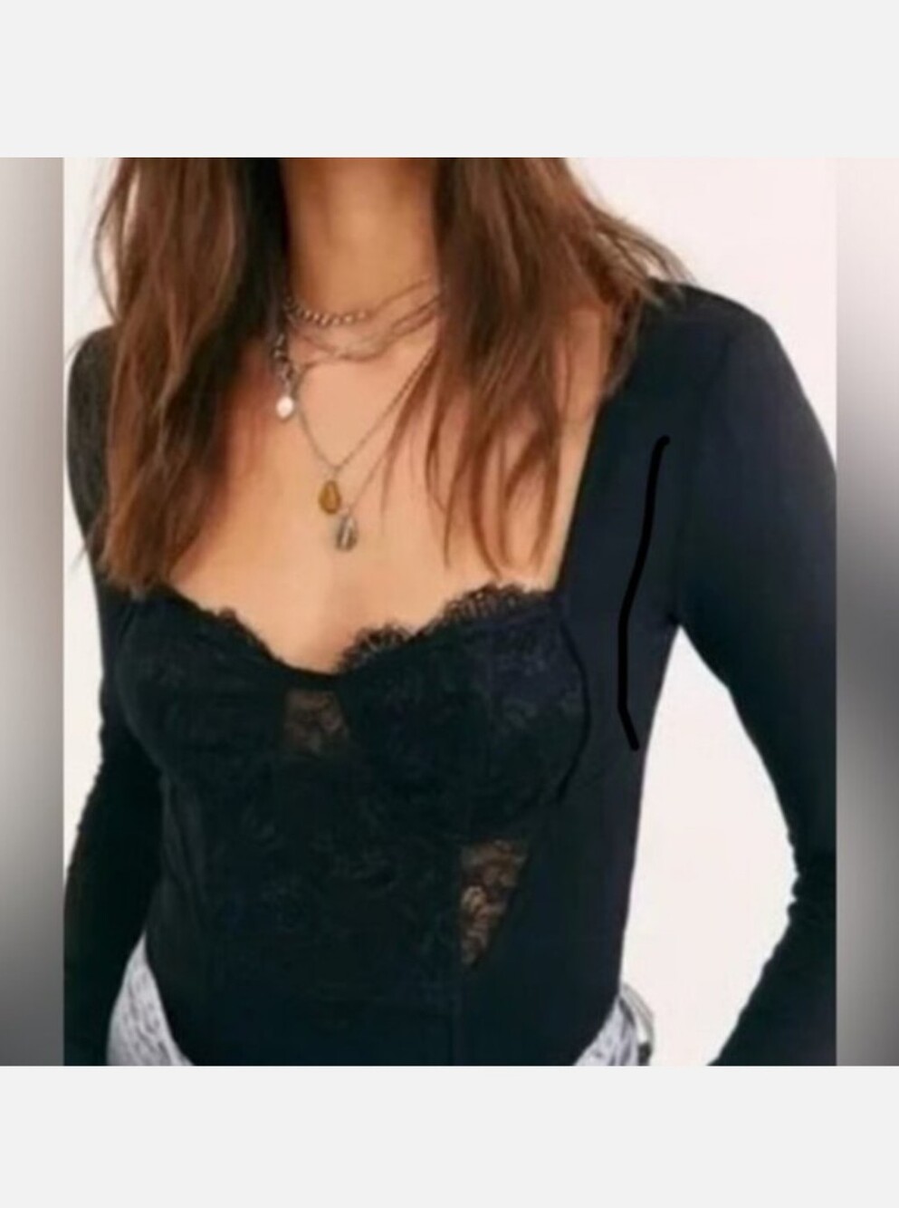Free People Sweetheart Lace Panel Top